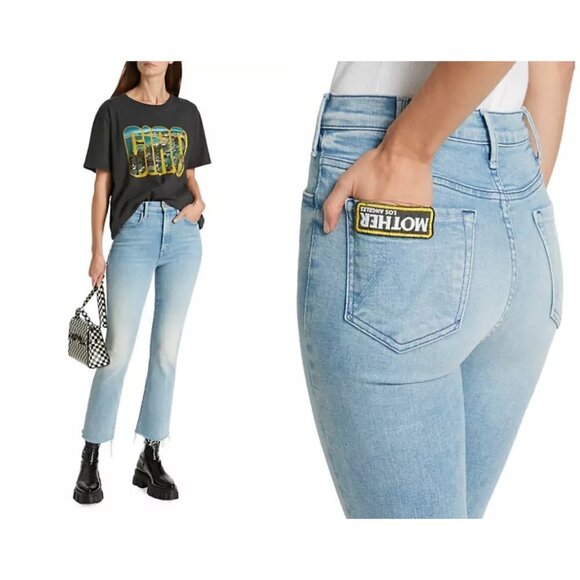 💕MOTHER💕 Hustler Ankle Fray Jeans w/ Mother Patch ~ Cutting Class Blue 27 NWT - Picture 10 of 16